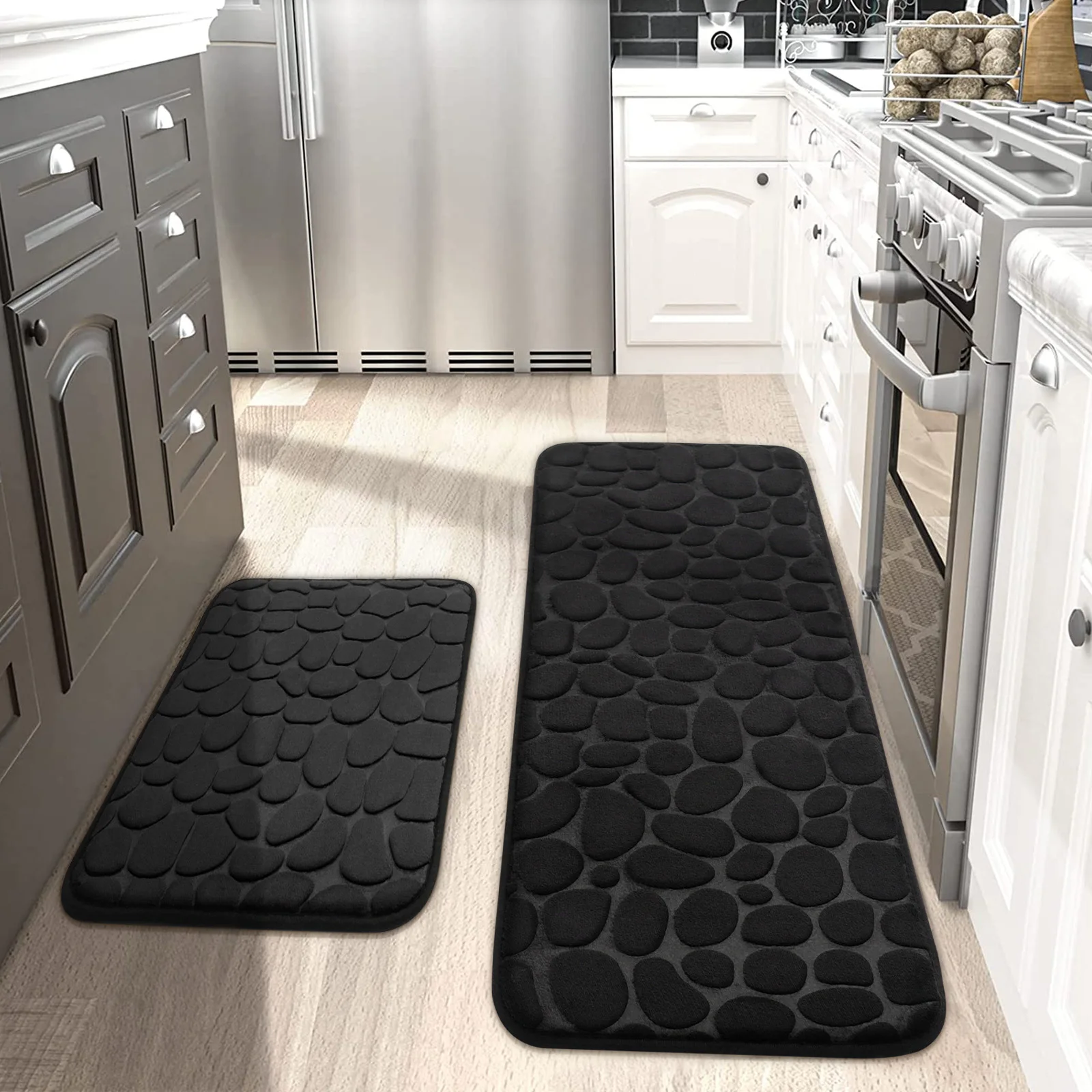 Large Bathroom Mat Soft Absorbent Pebble Foot Mat Anti Slip Bath Mat Bedroom Balcony Carpet Entrance Floor Mat Long Kitchen Mat