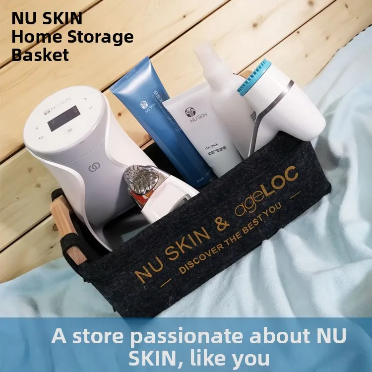 

Nu Skin Cosmetic Storage Basket Display Organizer Frame Felt Wooden Handle Household Storage Tools for Products