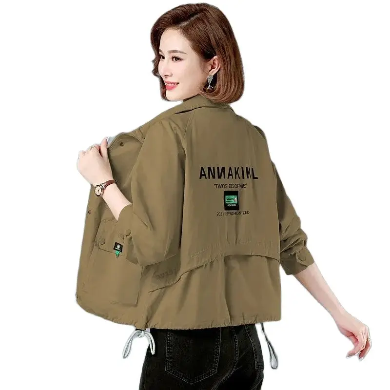 

[With Lining] Tooling Short Jacket Female Small Spring and Autumn New Fashion Loose Korean Style Bf All-Match Jacket Tide