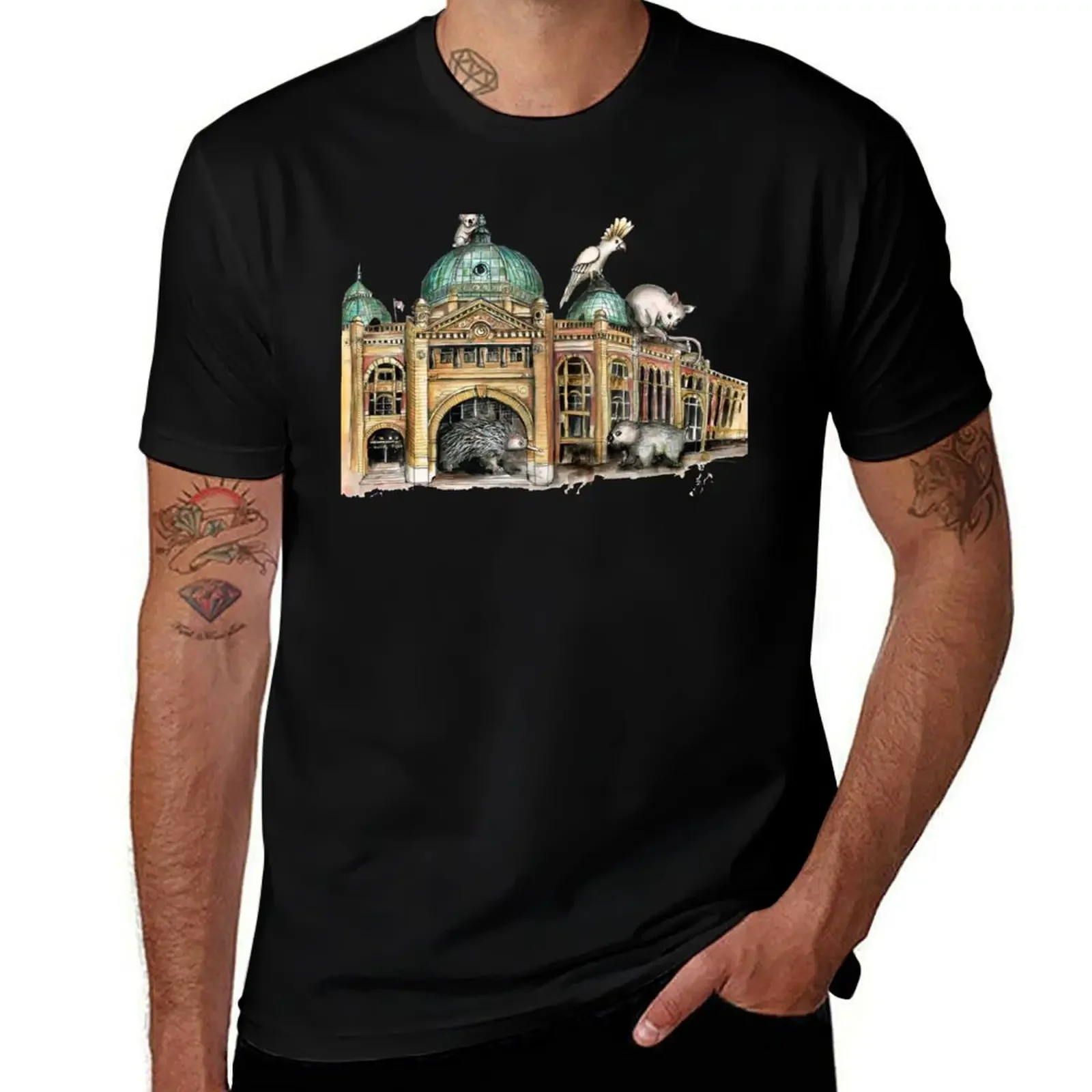 Flinders street station Melbourne T-Shirt cute tops customizeds new edition kawaii clothes mens t shirts casual stylish