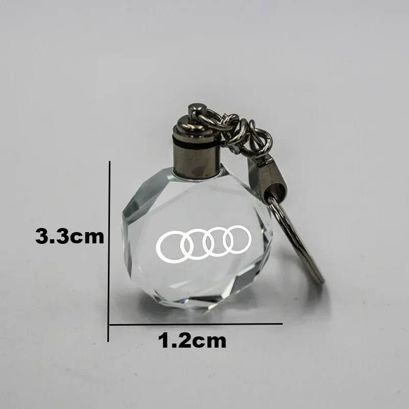 LED Light Car Logo Crystal Key Chains Gift Door Keyrng Decoration For Audi A5 A4 B8 B6 B5 B9 Q5 8R A6 C6 C5 Q3 TT MK1 Keychain