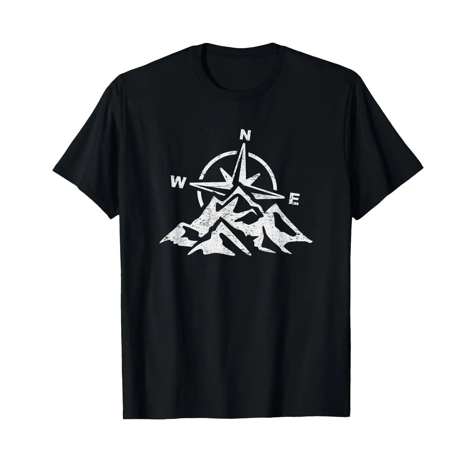 Compass Mountains Adventure Hiking T Shirt vintage Washed Casual graphic Unisex Top For Everyday Wear Versatile Slightly homme