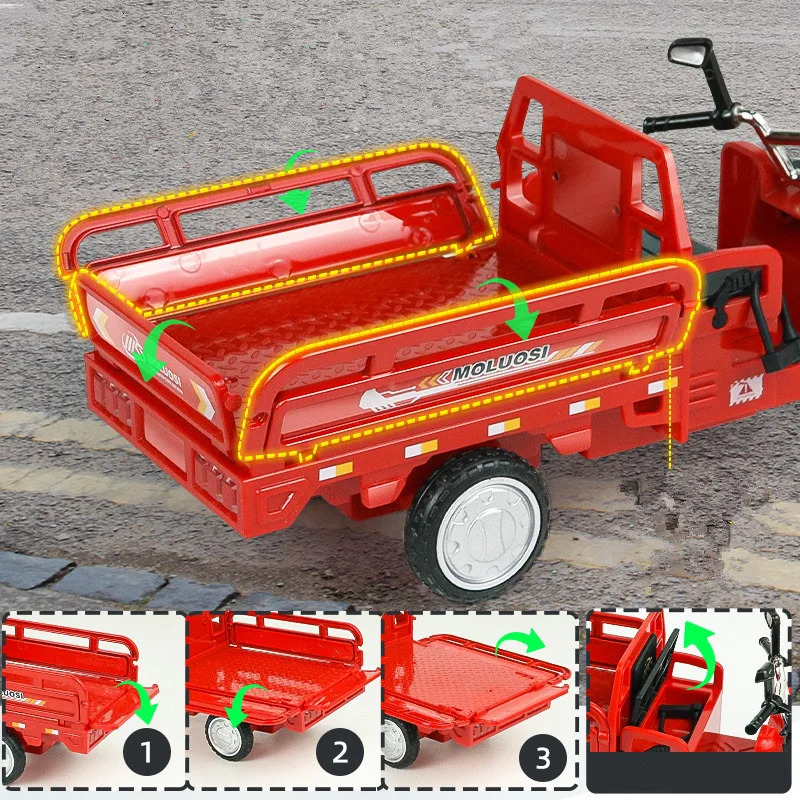 1:10 metalowy model motocykla trójkołowego z napędem pull-back, symulacja trójkołowego roweru, zabawka dla dzieci, prezent, sprzedaż hurtowa