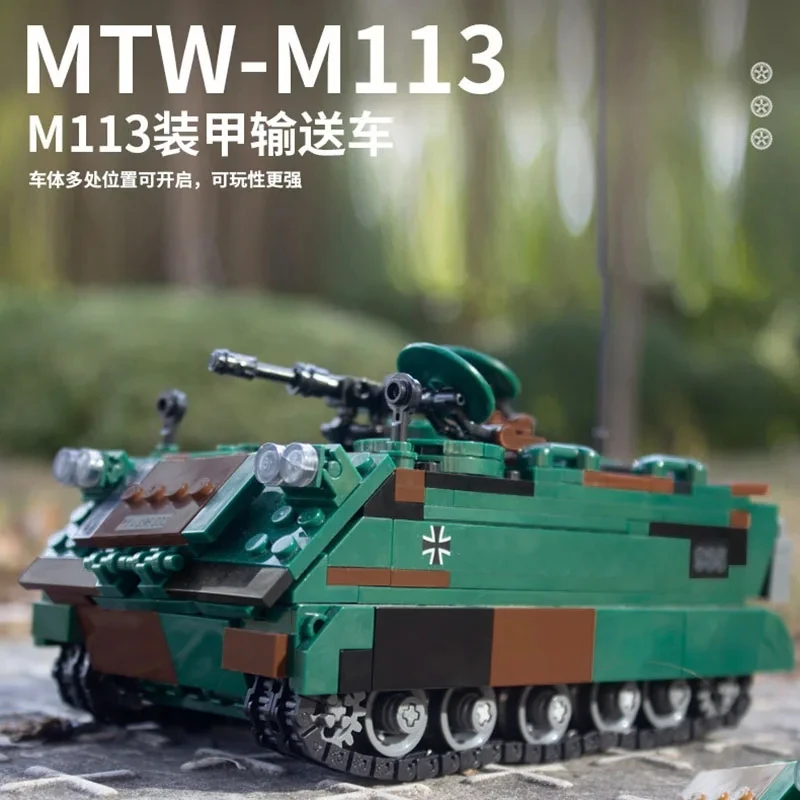 XIBNGBAO 06050 Germany WW2 M113 Armored Transport Vehicle Model Military Series DIY Toys Building Blocks Gift For Boys 735Pcs