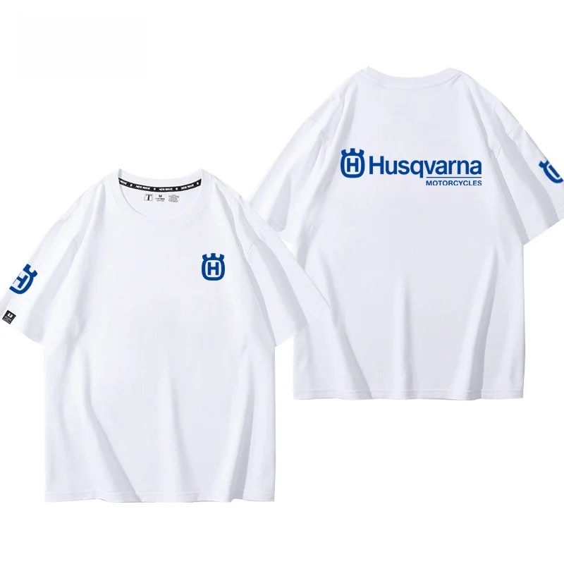 Husqvarna Motorcycle T-Shirt Short Sleeve Off-Road Riding Clothes Half Sleeve Cotton Casual Loose Fit Youth Popular Style