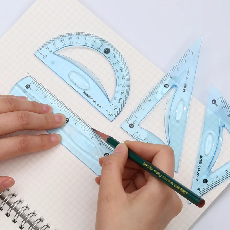 Soft Flexible Geometry Ruler Set Maths Drawing compass stationery Rulers Protractor mathematical compasses for School AR0467