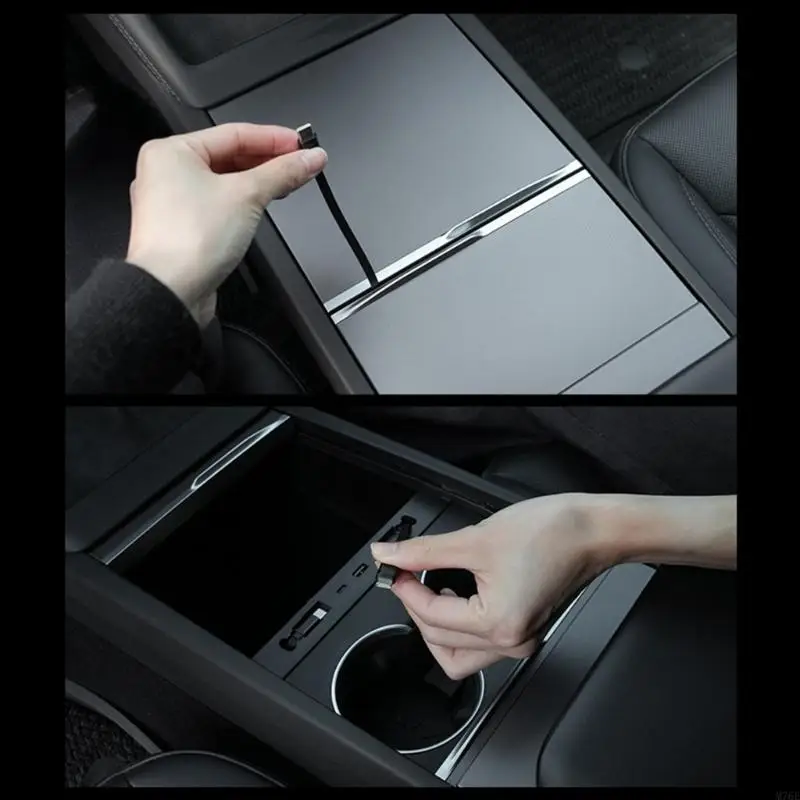 M76E Organisierter Kfz-Ladehub mit ausziehbarem Kabel und USB-Anschlüssen an der Vorderseite – Detail 5