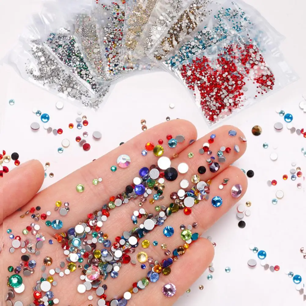 1440Pcs/Bag Delicate Glass Nail Rhinestone Nail Decoration Portable  Fashion