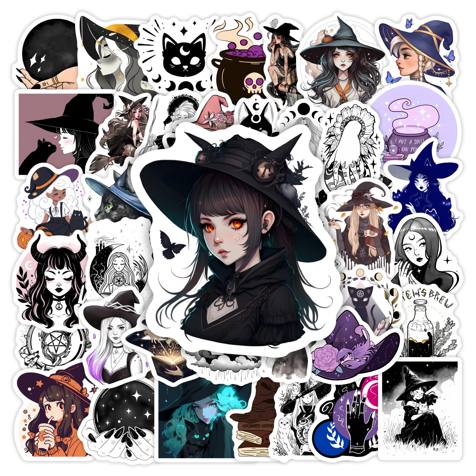 

Fantasy Witch Stickers Magic Potions Broomstick DIY Toy Gift Waterproof Decal for Laptops Phones Bottles Scrapbooking Luggage