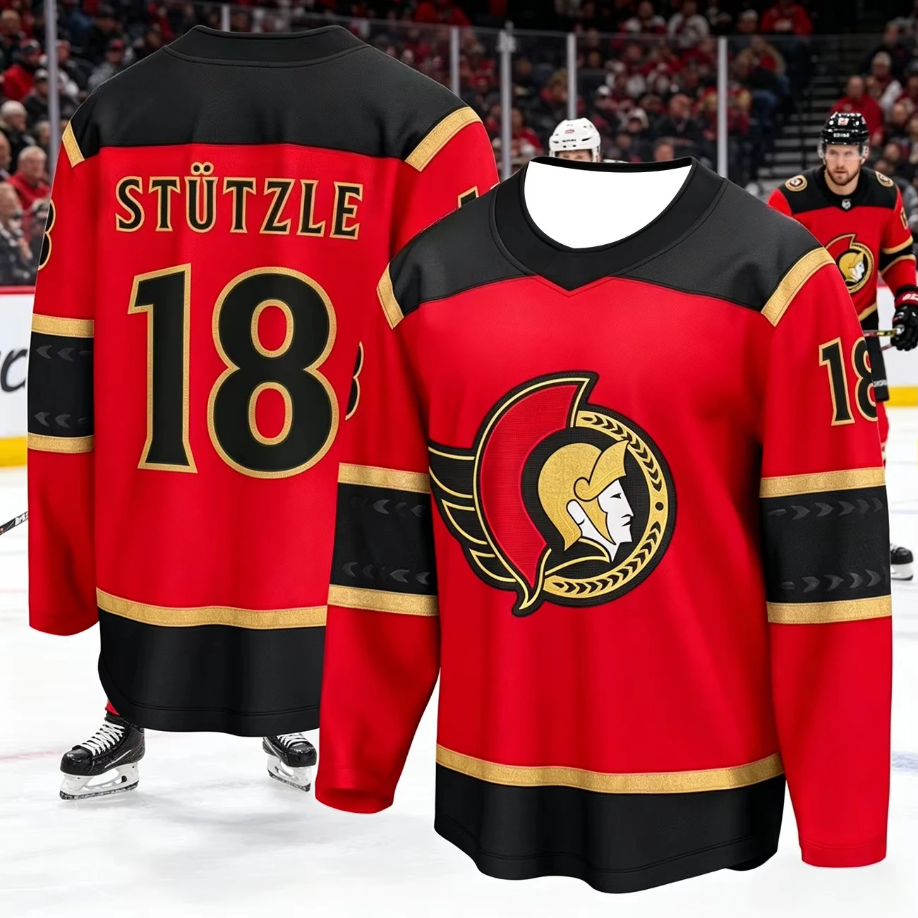 New 2026 Men's  Ice Hockey Training Suit - Fan Edition 3D Printed Pattern Moisture-Wicking Red Long-Sleeved T-Shirt Kids