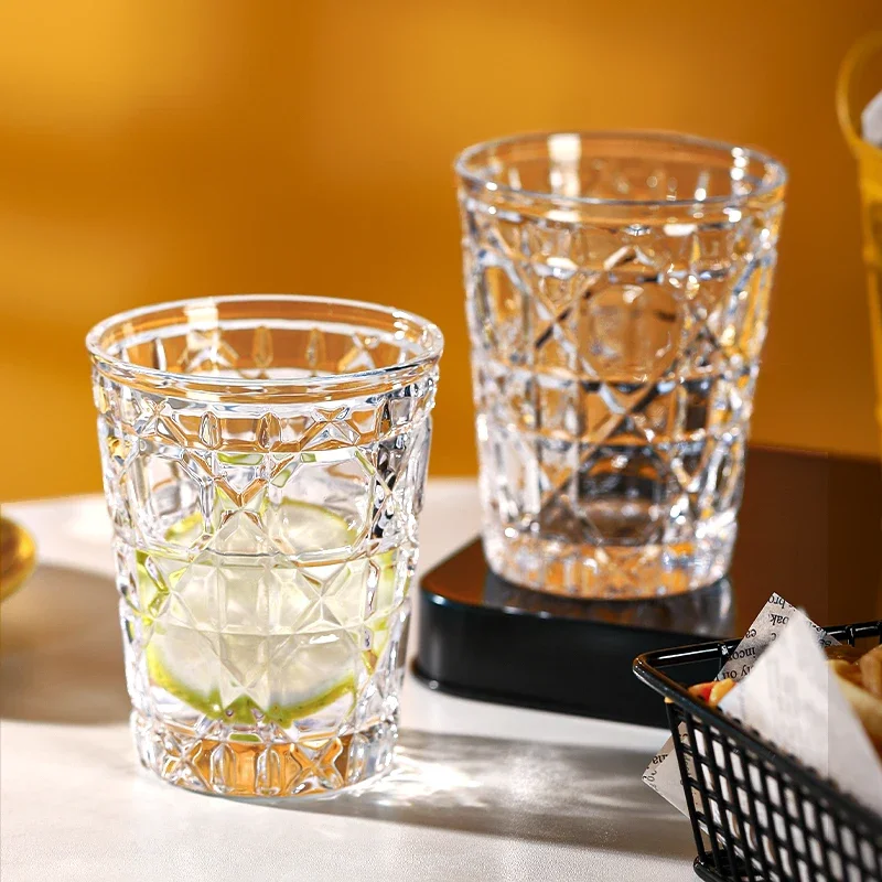 2pcs Diamond Painting Whiskey Cup Set Transparent Wine Glasses Drinkware for Household Cocktail Wedding Gifts
