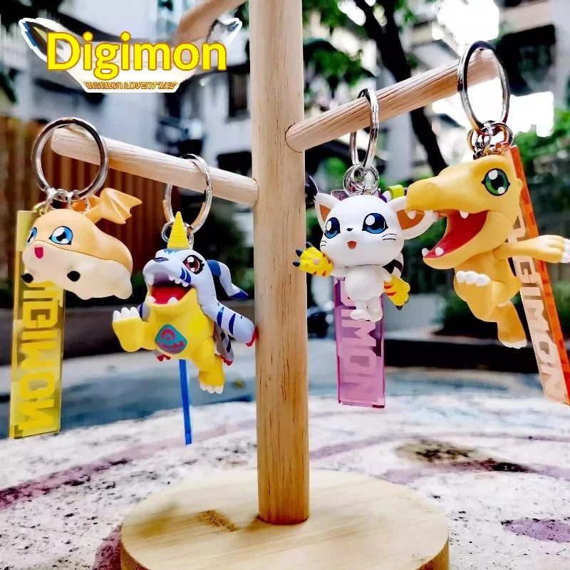 Digimon Adventure Anime-Figuren Agumon Gabumon Japanische Anime Verschiedene Stile Niedlicher Cartoon-Anime-Charaktere Stereo-Schlüsselanhänger