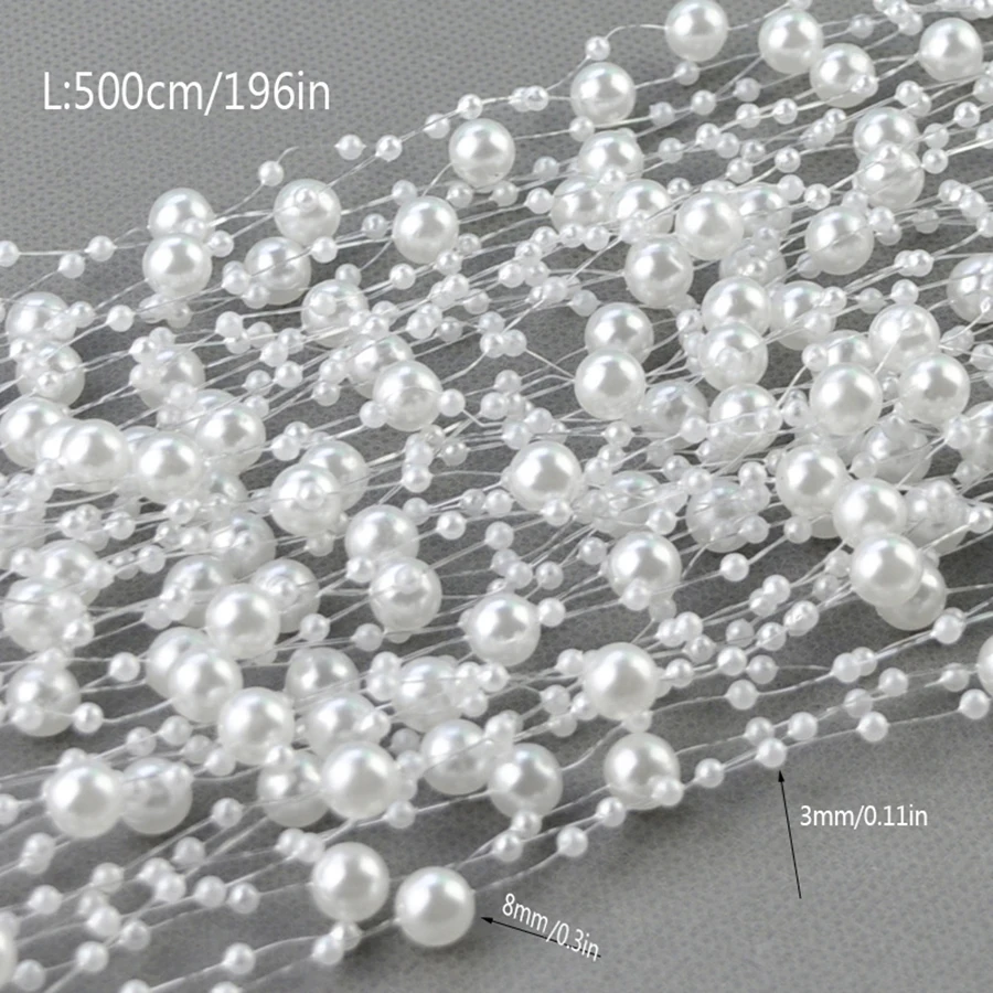 1roll 5m/30m White Artificial Pearls Chain String DIY Bouquet  Bridal Hair Accessories Wedding Party Decoration Supply