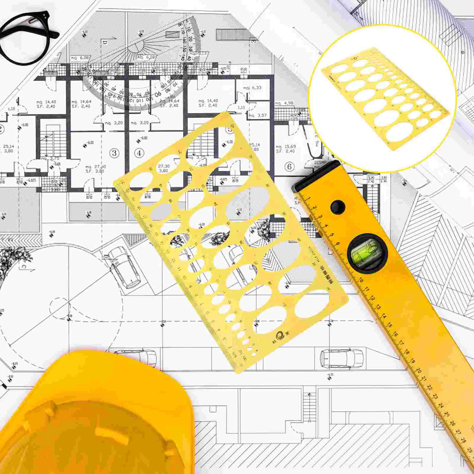 Measuring Geometry Ruler Drafting Stencils Architecture Tool Orange Ellipse Rulers