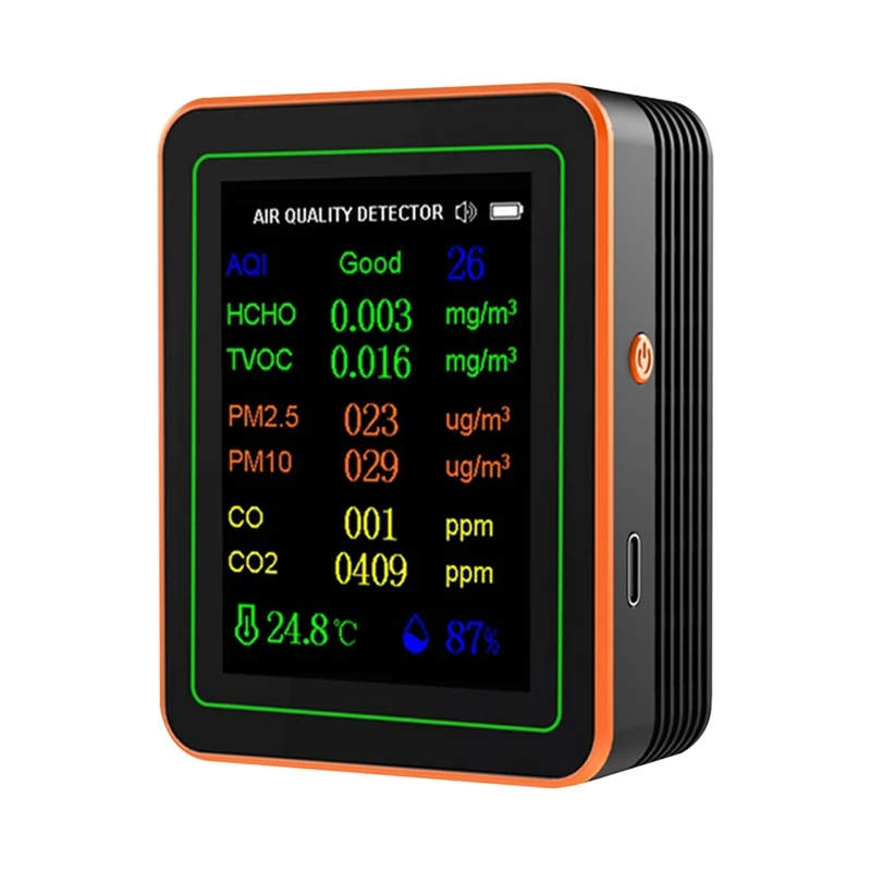 10 In 1 Air Quality Monitor AQI HCHO TVOC PM2.5 PM10 CO CO2 Temperature&Humidity Tester Carbon Dioxide Detector