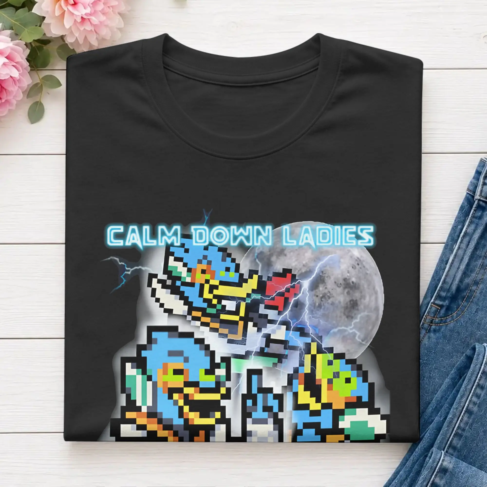 Men's T-Shirt Calm Down Ladies, Your Alpha Is Here Berdly Amazing Cotton Tees Short Sleeve D-Deltarunes T Shirt Crewneck Clothes