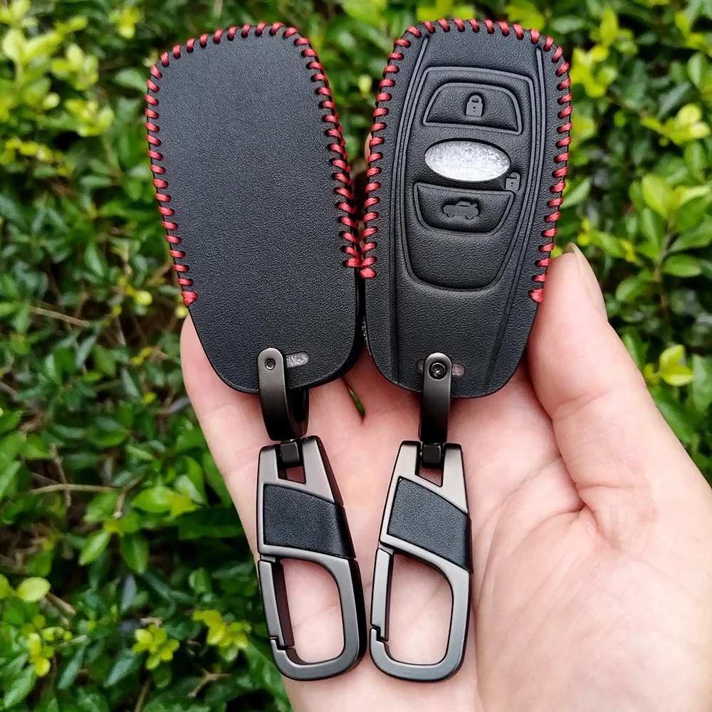 Leather Car Smart Key Cover Case For Subaru WRX XV Crosstrek Legacy BRZ Forester Impreza STi Outback 2015-2019 Shell Holder Fob