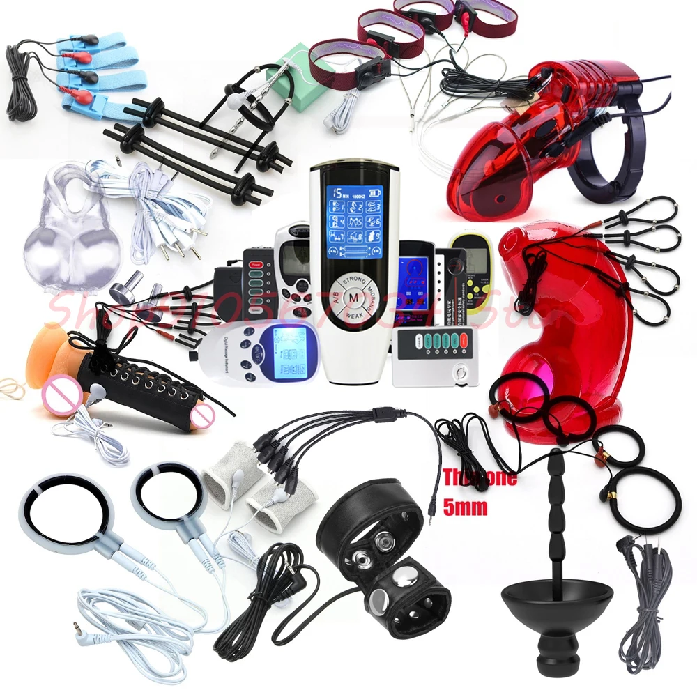 Strongest Electro Shock Bdsm Penis Ring,e-stim Chastity Cage,Electro Stimulation Penis Extender Men Enlarger Masturbator,Sex Toy