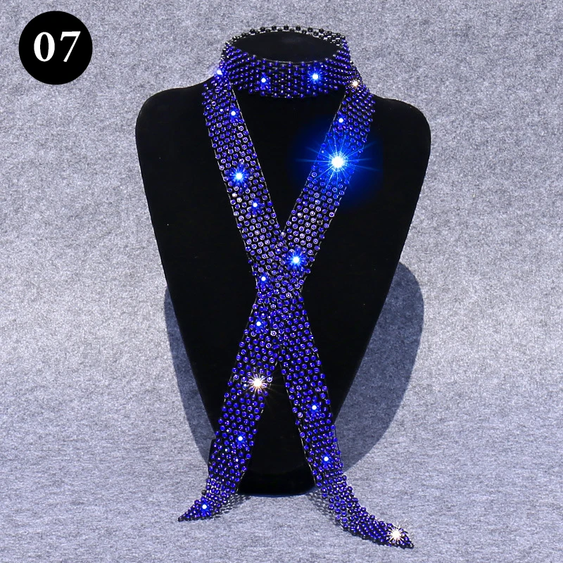 Sequins Rhinestones Ties Belt Men Women Fashion Party Stage Night Club Bar Simple Style Decorative Shiny Ties Accessories