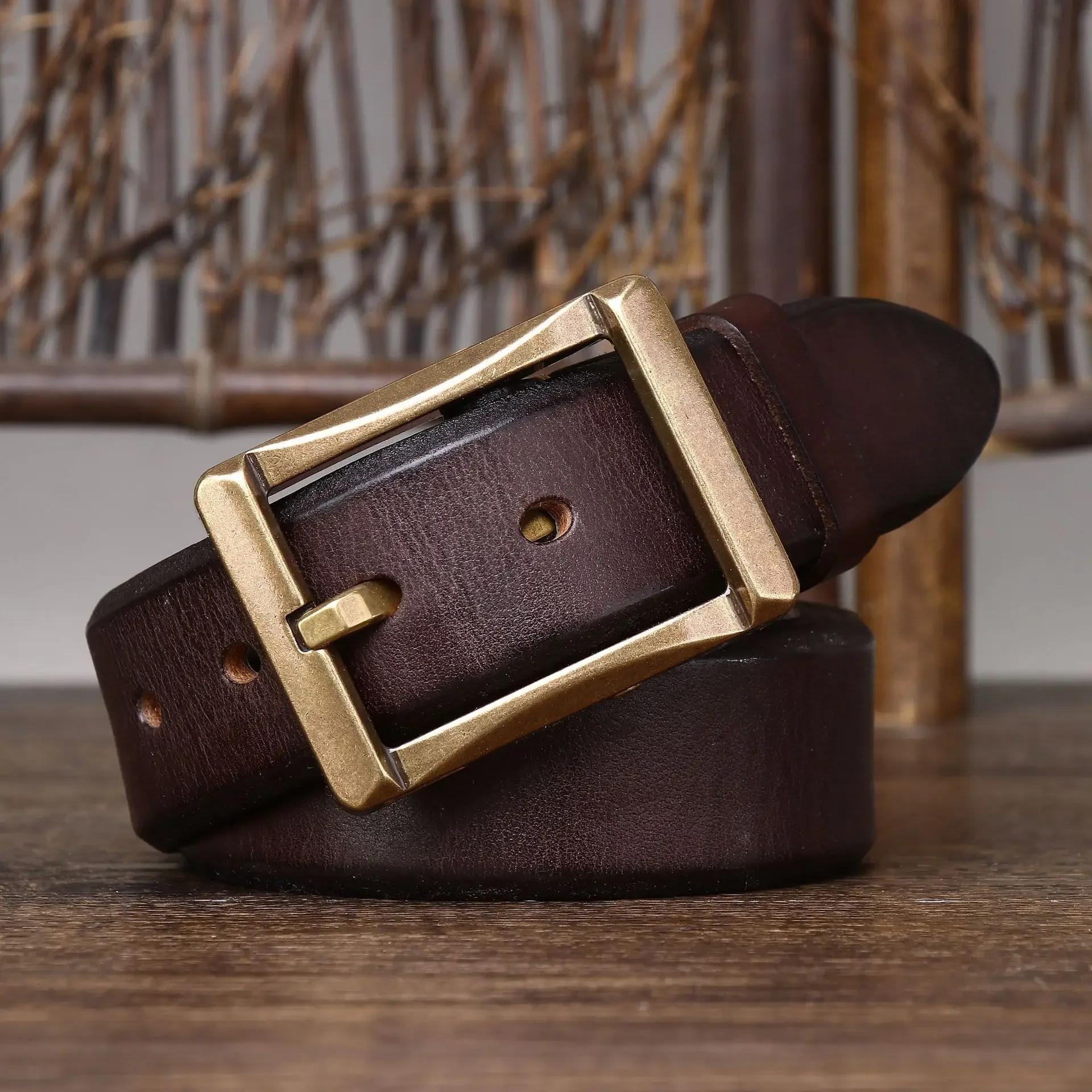 

3.8CM High Quality Belt Men's Genuine Leather Top Layer Pure Cowhide Brass Buckle Jeans Fashion Belts for Men Luxury Designer
