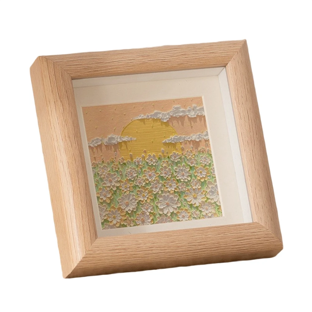 Elegant 6 Inch Hollow Oil Painting Photo Frame for 15 by 15cm Photos Display Art in Style with Walnut or Oak Finish
