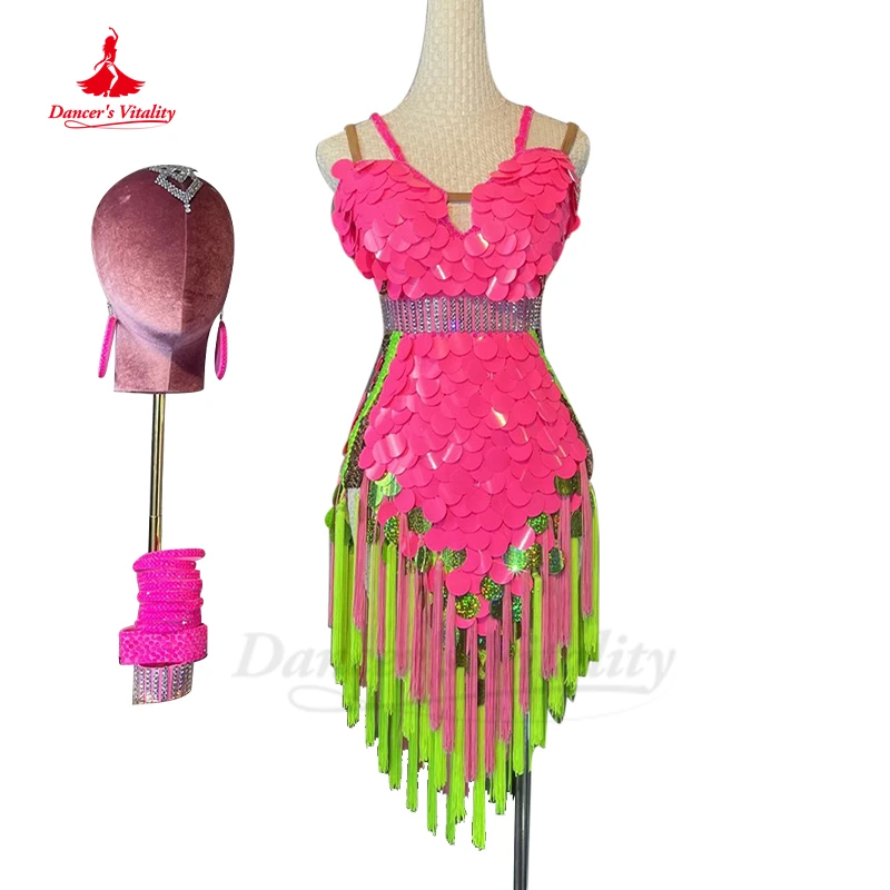 

Latin Dance Competition Costume Art Exam Professional Performance Cha Cha Rumba Tango Performance Dress Customsized Latin Skirt