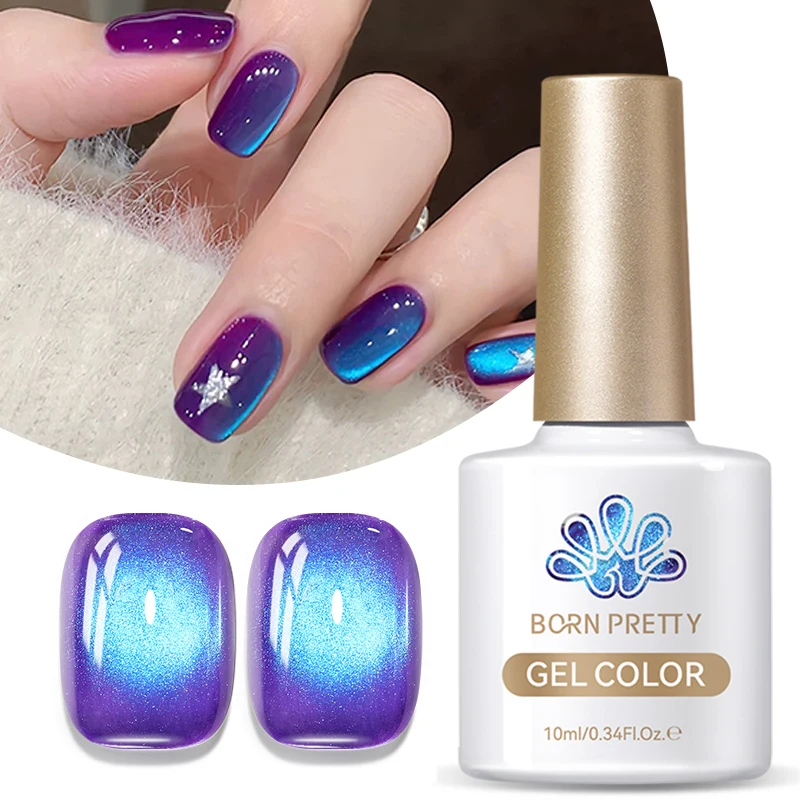 BORN PRETTY 10ml Pitaya Red Glitter Cat Magnetic Gel Nail Polish Glass Beaded Sparkling Ultra Shine Semi Permanent UV Varnish