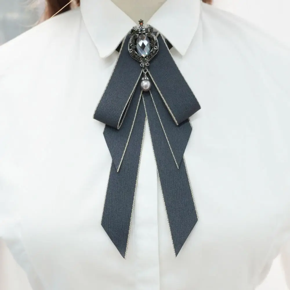 高級リボンリボンボウタイクリスタル手作りリボン弓ブローチ生地布アートラインストーン蝶ネクタイビジネスフォーマルドレスシャツ