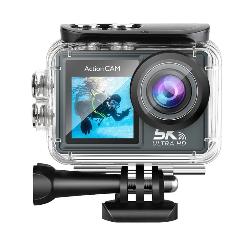 

Wifi Anti-Shake Action Camera 5K 30FPS Dual Screen 170° Wide Angle 30M Waterproof Sport Camera With Remote Control