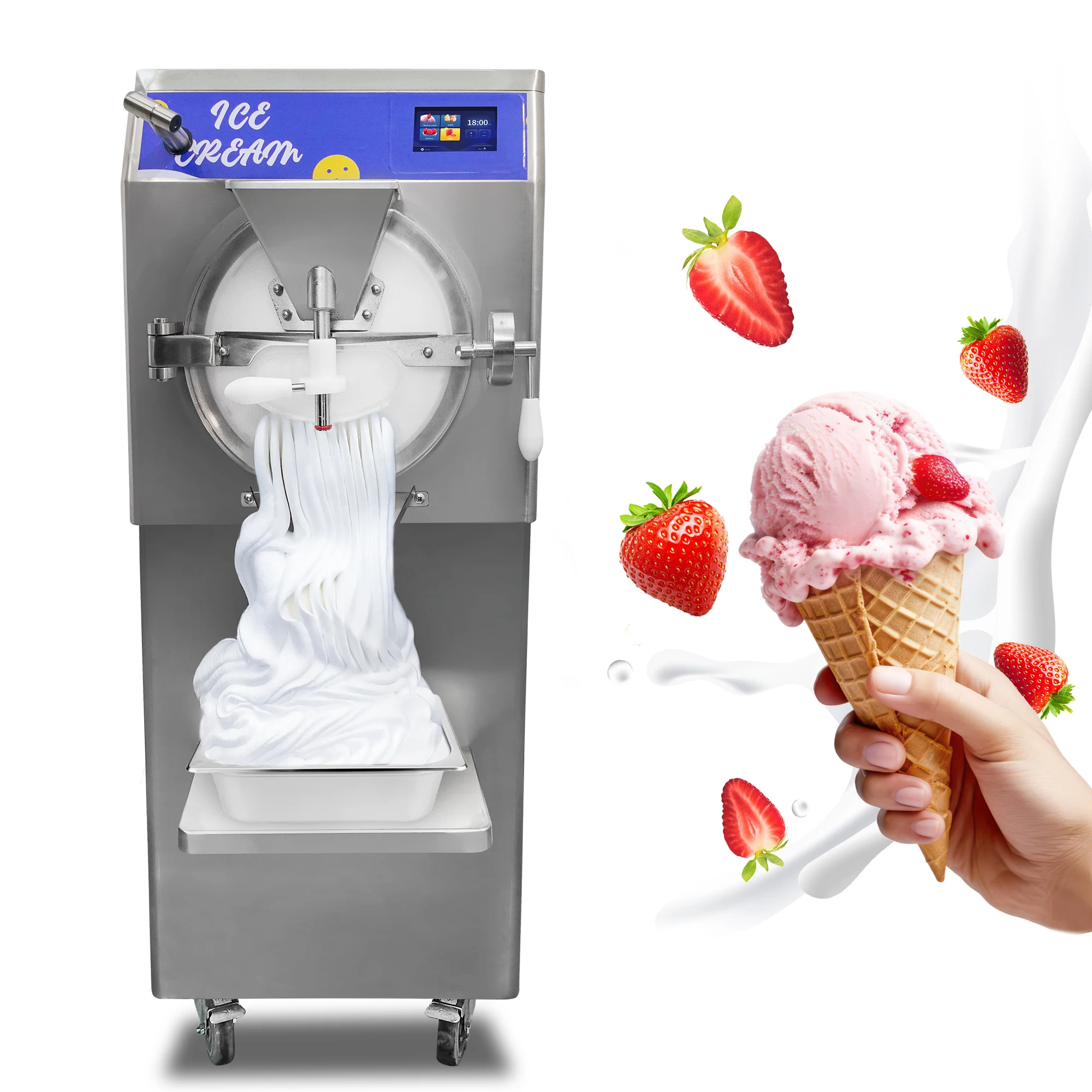 

Vertical Batch Freezer Fruit Ice Cream Gelato Maker Commercial Hard Ice Cream Making Machine