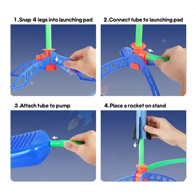 Kids Outdoor Rocket Foot Pump Outdoor Air Pressing Soaring Rocket Suit Jumps Air Powered Rocket Launcher Game Children Toy Gifts 4