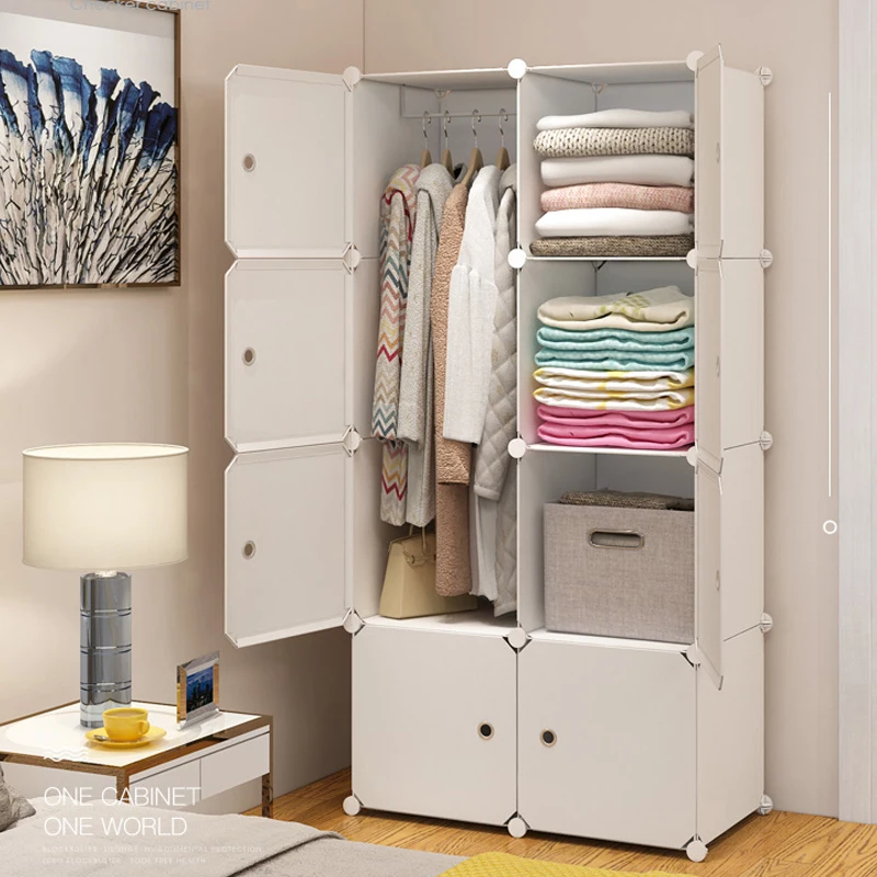Clothes Cupboard Wardrobe Storage Organizer Plastic Open Modern Wardrobe Minimalist Cheap Modular Vestidores Hotel Furniture