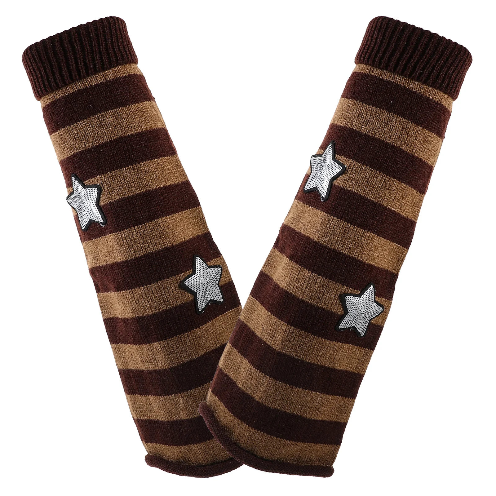 

1 пара женских гетр для девочек в полоску со звездами, акриловые вязаные теплые зимне-осенние модные аксессуары, гетры для женщин