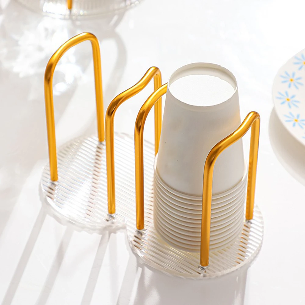 

Paper Cup Holders Storage Disposable Coffee Cups Dispenser Water Cup Holder Kitchen Storage Acrylic Metal Cup Storage Shelf