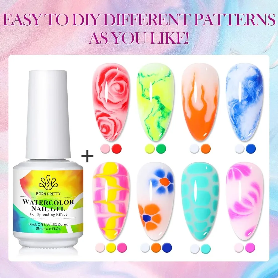 ネイルブルーミングジェル 15ml クリア クリア UV LED ブロッサムジェルポリッシュ スプレッド効果 マーブル 天然石 水彩画 花柄プリント