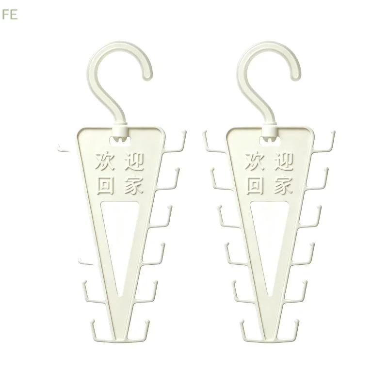 [F] 1/2 PCS White V Shaped Over Door Hanger With 12 Hooks 360 Degree Rotation For Storing Bags Hats Scarves Clothes In Entryway