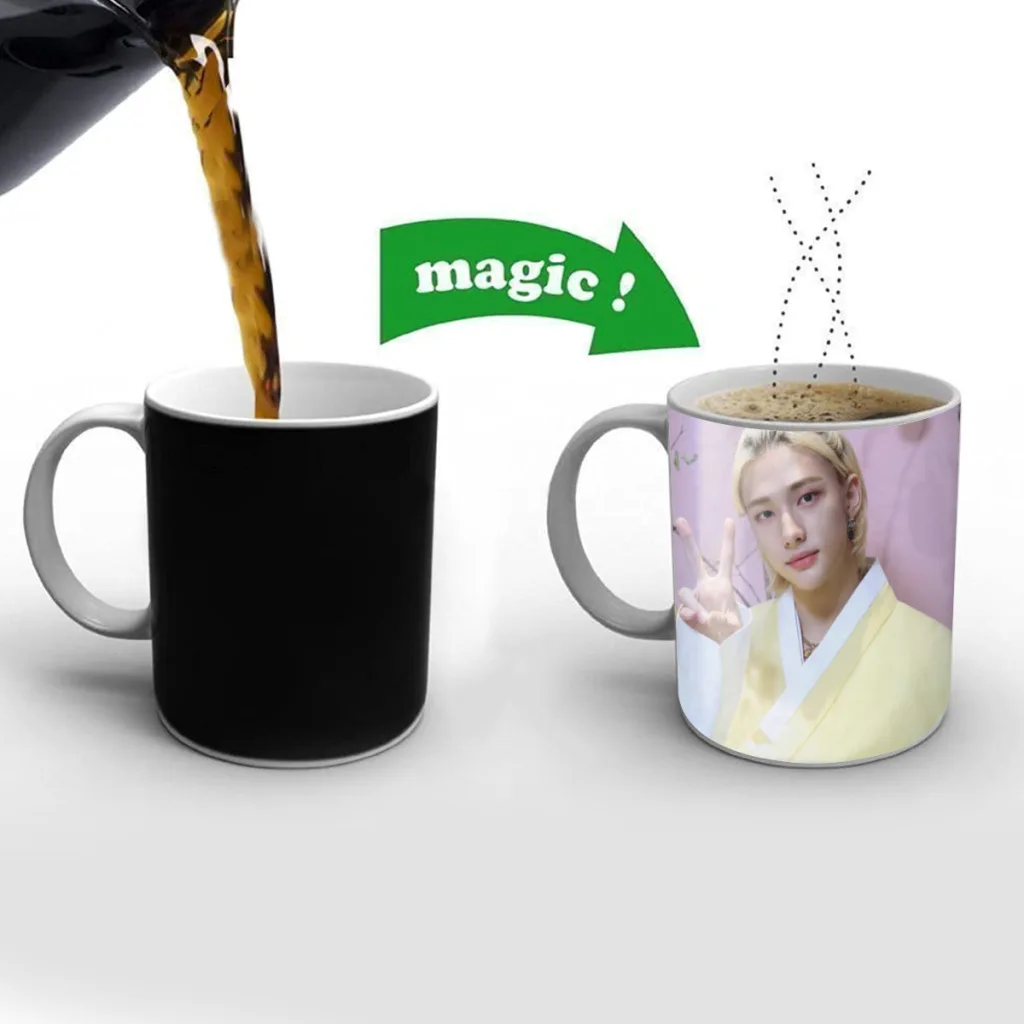 

KPOP-Hwang-Hyunjin-Free shipping Mug Changing Color Ceramic Coffee Mugs Magic Tea Cup Best Gift