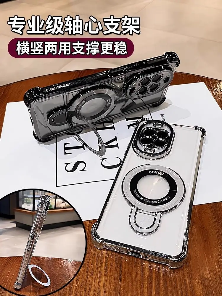 For Huawei Nova 14 Pro Nova13 Case Luxury Electroplating Transparent Bracket Skin Feeling TPU Cover For Huawei Nova 14Pro  Funda view 3
