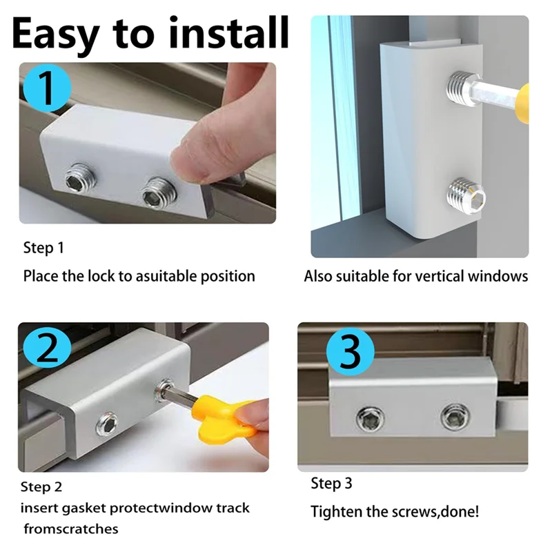 

AIAI Window Lock (6 Sets) Safety Window Lock, For Vertical And Horizontal Sliding Window And Sliding Doors, Adjustable Lock