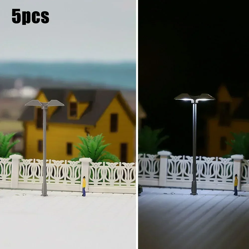 5Pcs Model Platform Light With LED Street Lamp Z Gauge 1: 200-220 Railway Landscape Model Replace Accessories