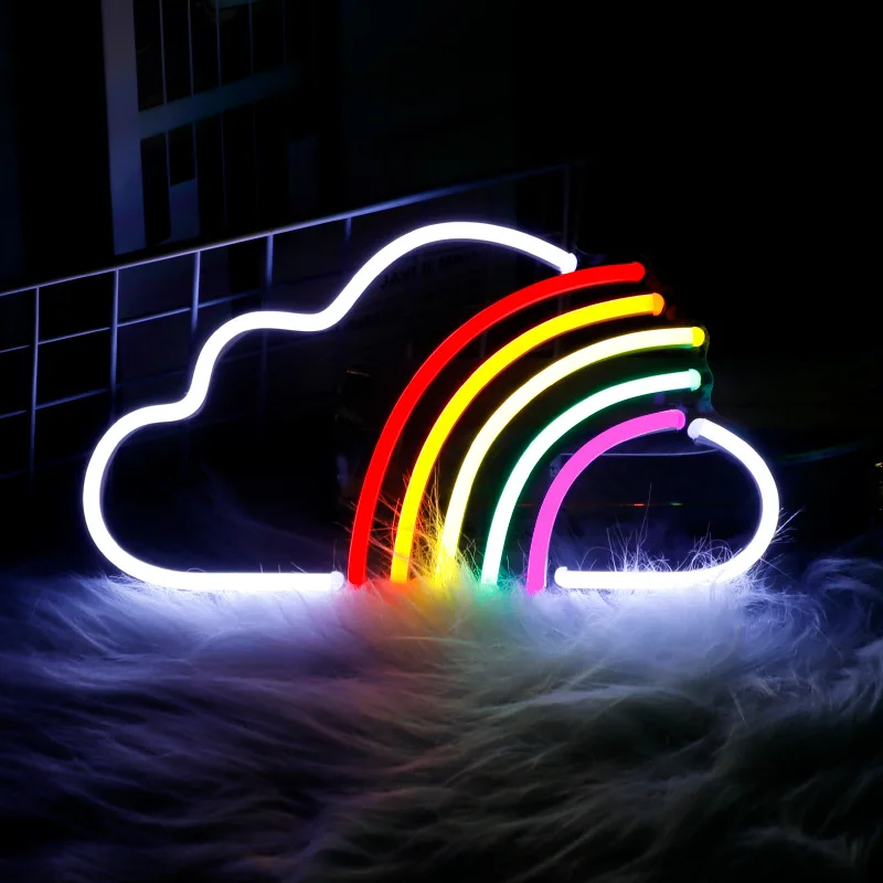 Led Neon Night Sign Rainbow Neon Light Signs Wall USB Plug Power Lamp Neon Lights for Room Bedroom Decor