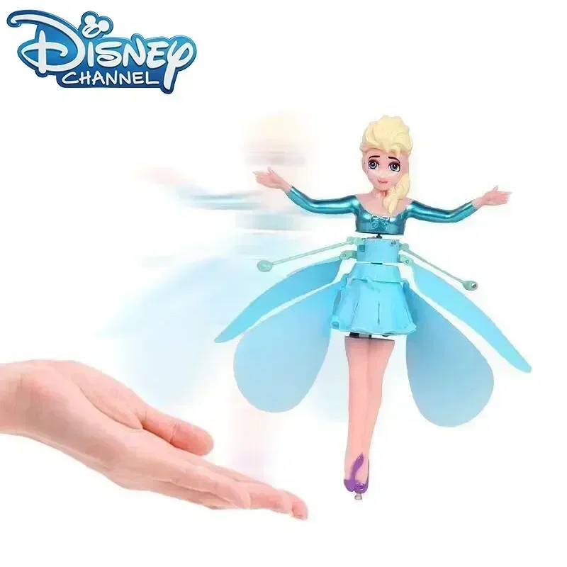 Disney Princess Elsa Flying Machine Gesture Induction Fly Light Levitation Anime Frozen Cute Fairy Kids Toys Girl Birthday Gifts