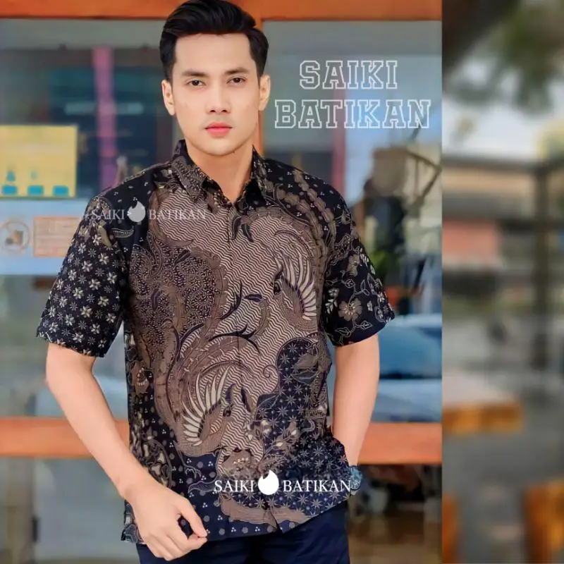 Camicia batik da uomo estiva 2025 manica corta design esclusivo stile Pekalongan stampa 3D in stile nazionale