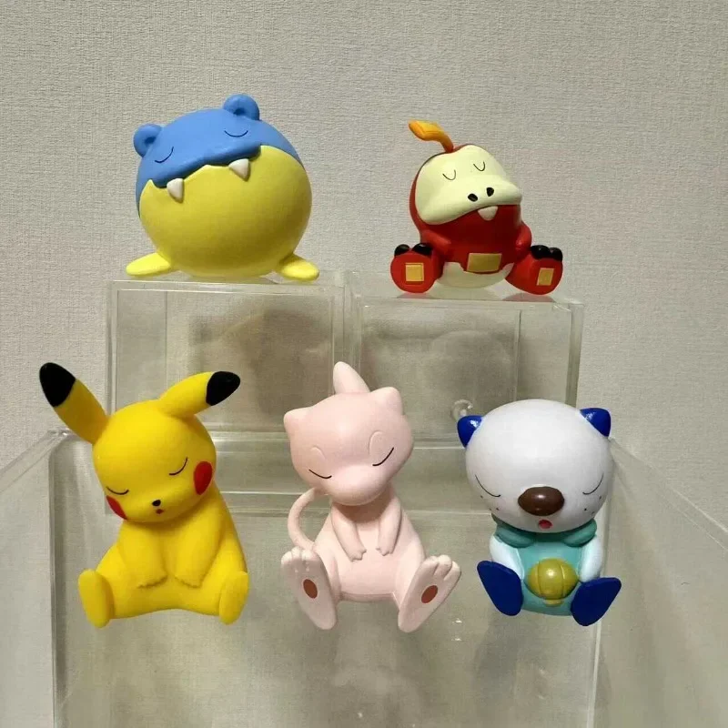 Sleeping Series Action Figure Gengar Gonbe Pikachu Rowlet Piplup Spheal Fuecoco Cute Figure Model Ornaments Bulk Toys