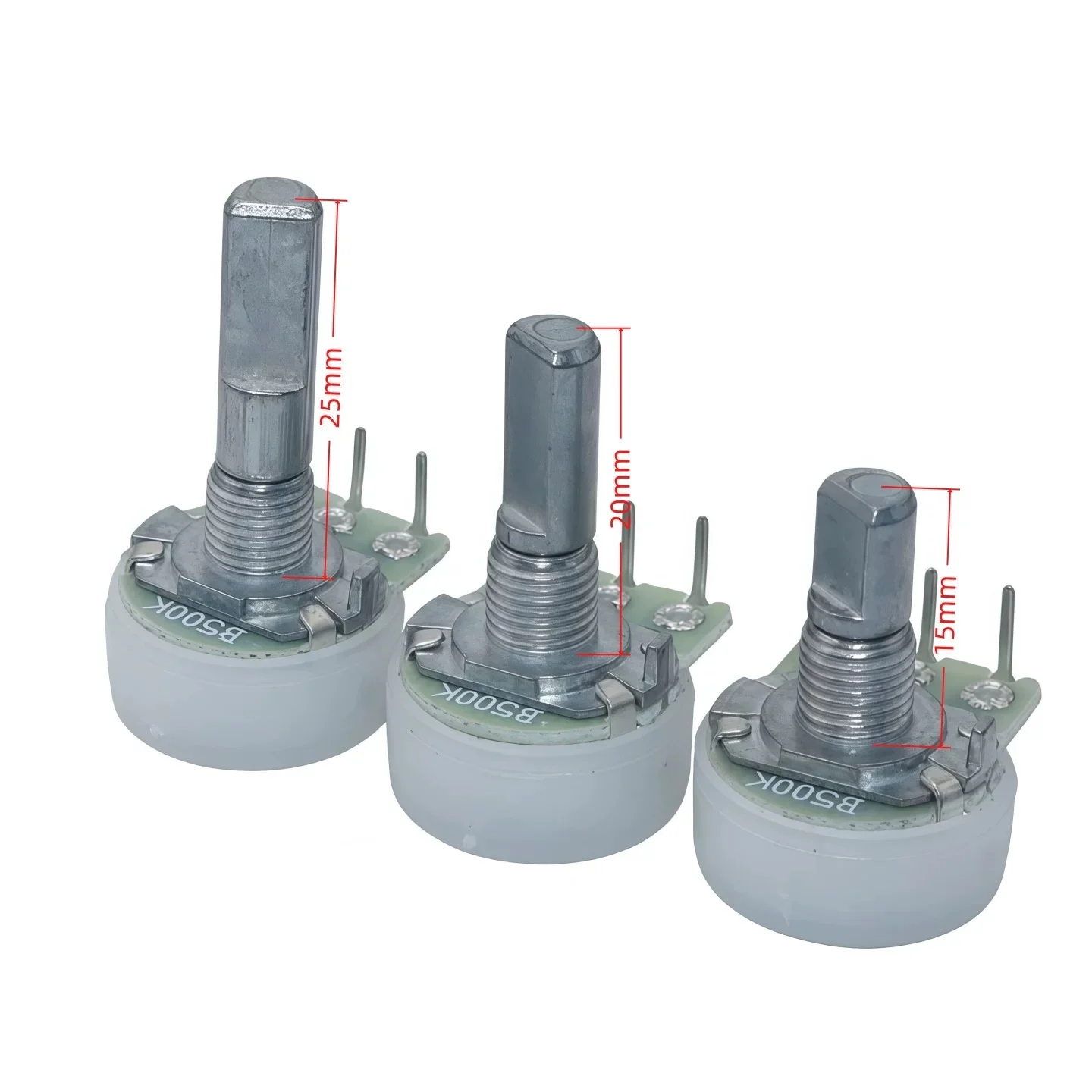 2pcs 148 Type Single Potentiometer 3pins Bent B500K  Water Heater Potentiometer With Dust Cover 15/20/25MM hHalf Shaft