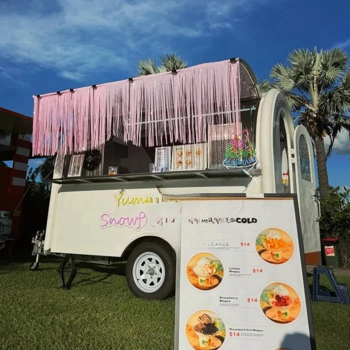 스테인리스 스틸 스낵 푸드 트레일러 카트 이동식 피자 판매 트럭 이동식 케이터링 트레일러 이동식 아이스크림 트럭