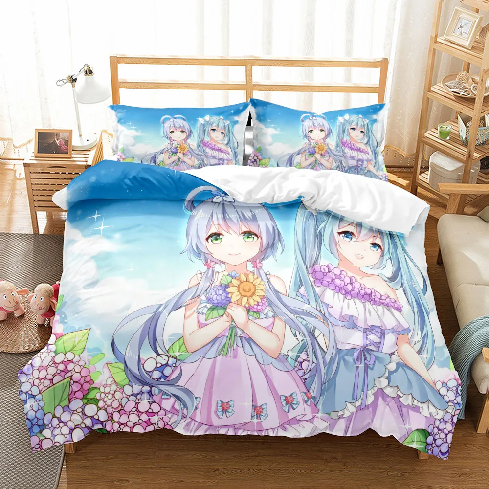 

Miku Sakura Comics Girl Duvet Cover Set EU Single Double King US Twin Full Queen King green lantern Bed Linen Set