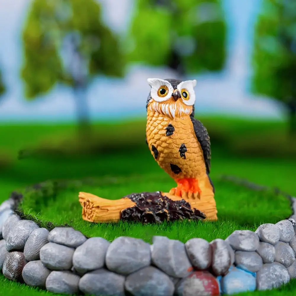 Micro Landscape Simulation Owl Ornaments Cute Resin Crafts Owl Miniatures Cartoon Mini Owl Ornaments Succulent Accessories