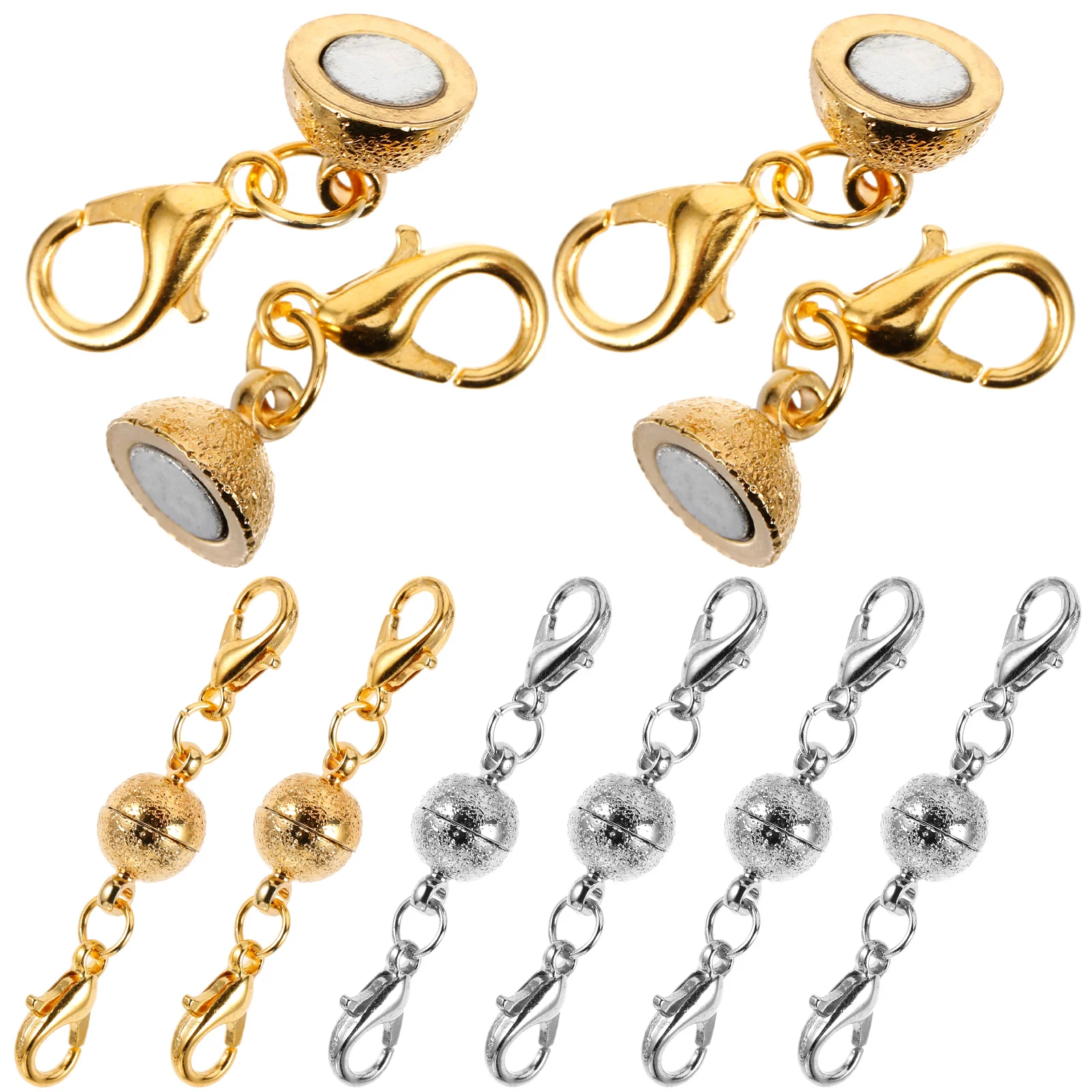 

8 Pcs Gold Silver Plated Magnetic Clasps Round Shaped Durable Lobster Clasp Necklace Bracelet Extender DIY Jewelry Making