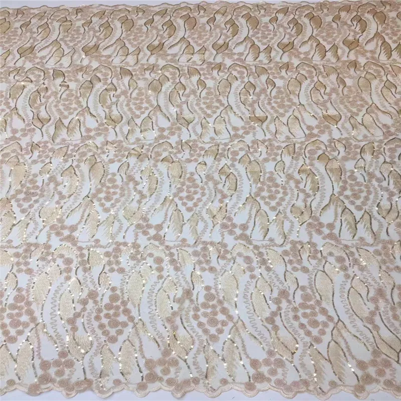 

African lace fabric 2023 latest RED Indian sari fabric high quality tulle sequined lace fabric for wedding dress